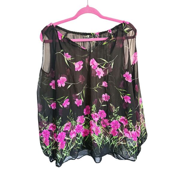 Dennis Basso Floral Cold Shoulder Blouse M Fairycore Whimsigoth Dark Romantic - Picture 3 of 8